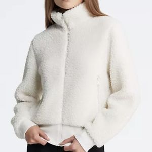 Sherpa Fleece Mock Neck Zip-up Jacket